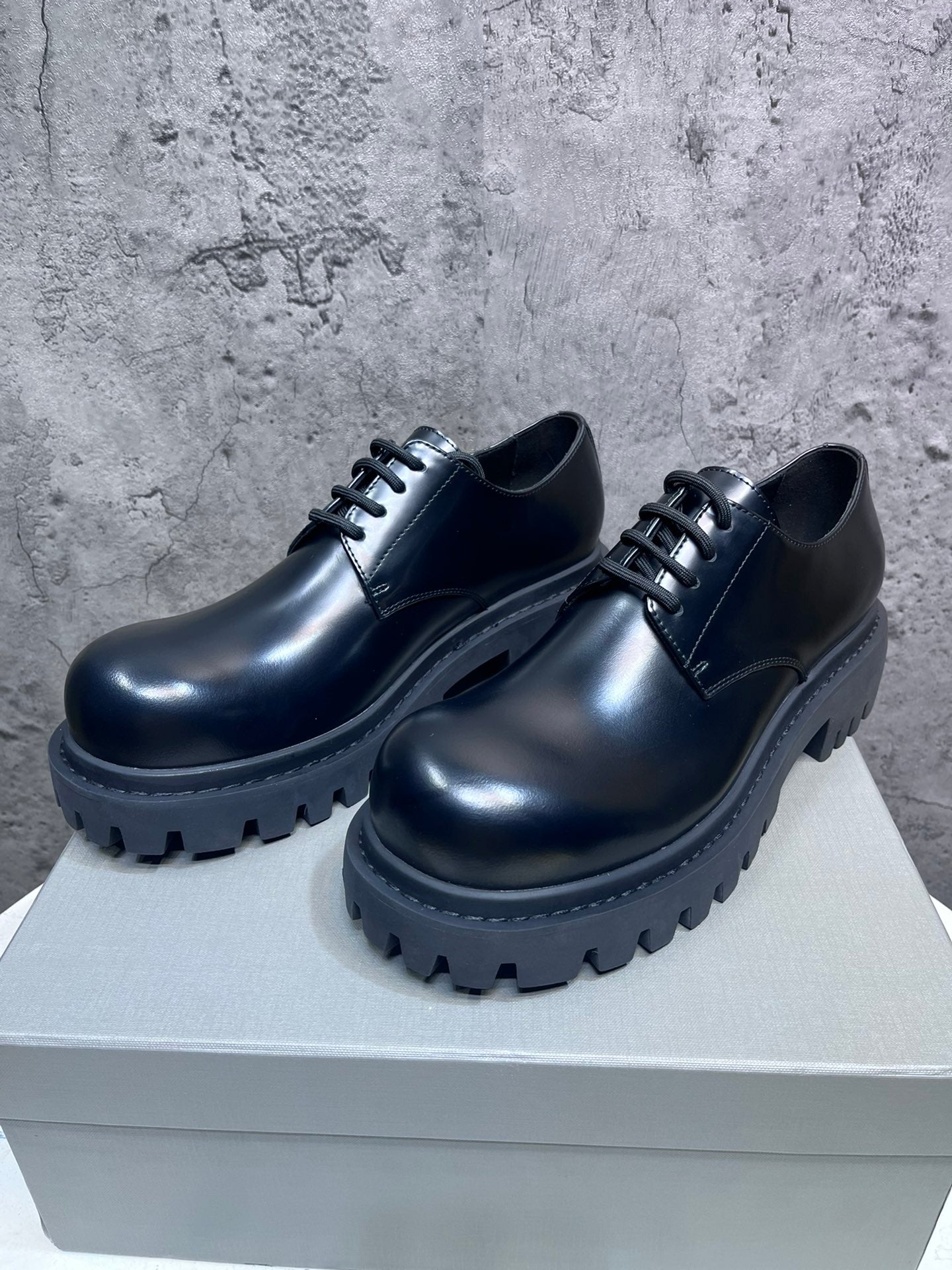 빙 / BALENCIAGA 발렌시아가 STRIKE 두꺼운 밑창 더비 슈즈, 레이스업 캐주얼 엄지발가락 슈즈