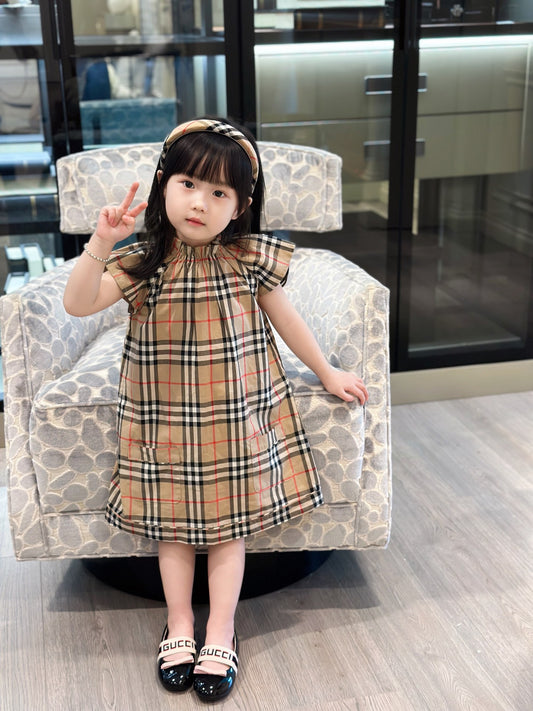 AA / 버버리 아동복 , 대형 격자 무늬 드레스