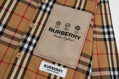 체인2호 / 버버리 셔츠, Burberry 2023ss 새 라벨 아플리케 체크 코튼 포플린 긴팔 셔츠