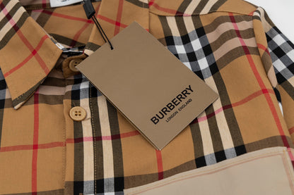 체인2호 / 버버리 셔츠, Burberry 2023ss 새 라벨 아플리케 체크 코튼 포플린 긴팔 셔츠