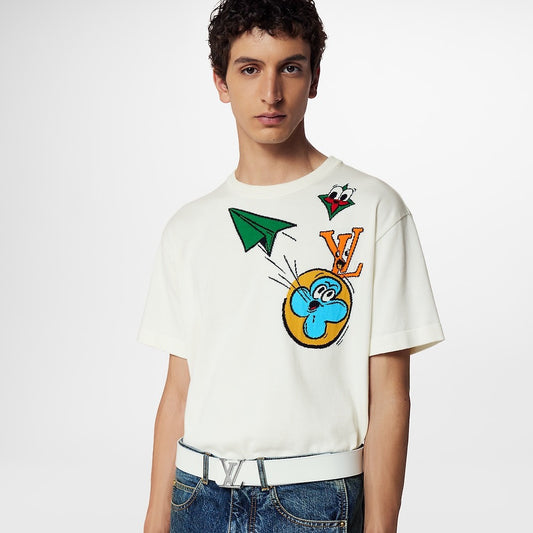TJ셀러 / 루이비통 코믹 패턴 인타르시아 쇼 스타일의 종이비행기 니트 티셔츠