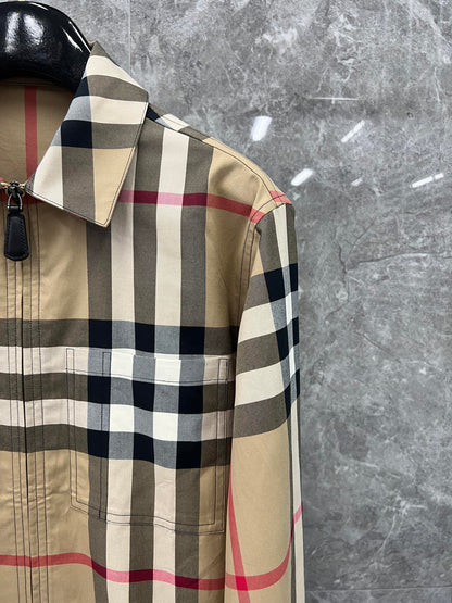 대리석 / 지퍼 셔츠, BBR의 최신 가을 겨울 스타일, 면 100% 집업셔츠