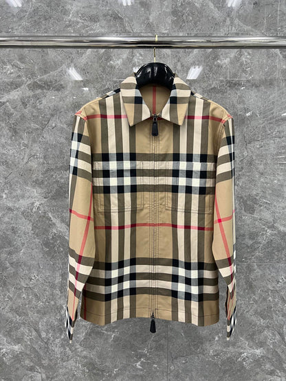 대리석 / 지퍼 셔츠, BBR의 최신 가을 겨울 스타일, 면 100% 집업셔츠