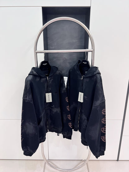 V공장 / Balenciaga 2023FW 산스크리트 디스트레스드 지퍼 후디