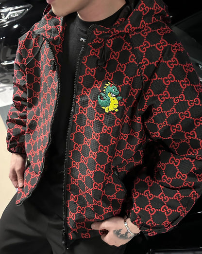 잔디 / 구찌 풀 프린트 지퍼 후드 재킷   Gucci24SS Year of the Dragon Limited