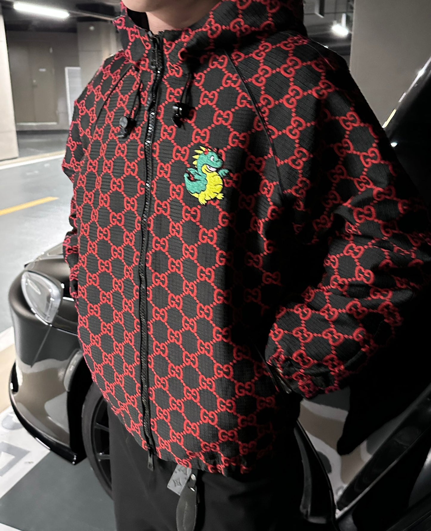 잔디 / 구찌 풀 프린트 지퍼 후드 재킷   Gucci24SS Year of the Dragon Limited