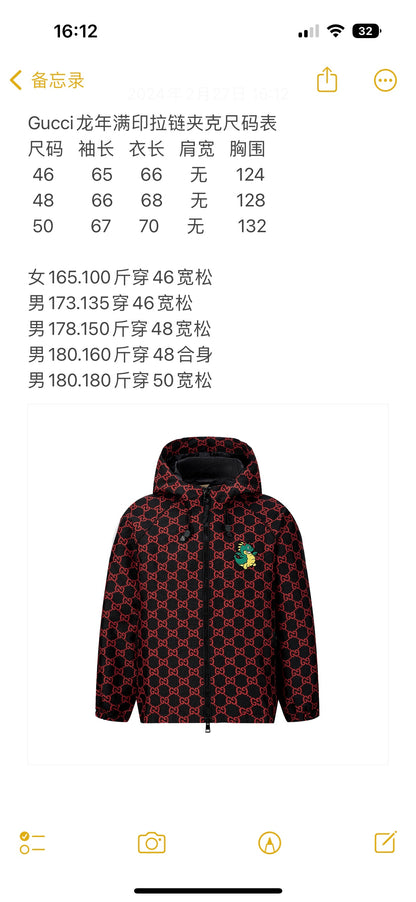 잔디 / 구찌 풀 프린트 지퍼 후드 재킷   Gucci24SS Year of the Dragon Limited