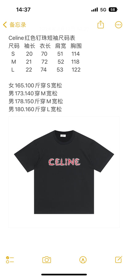 잔디 / 셀린느 반팔티 , Celine 23ss 레드 비즈 반팔