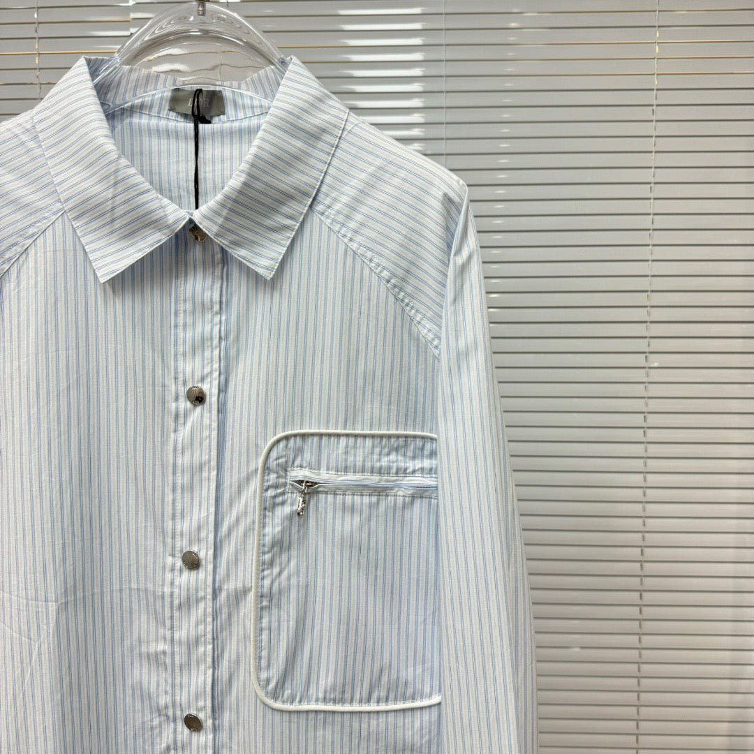ZB / 디올 셔츠 자켓 , 빅포켓줄무늬블라우스