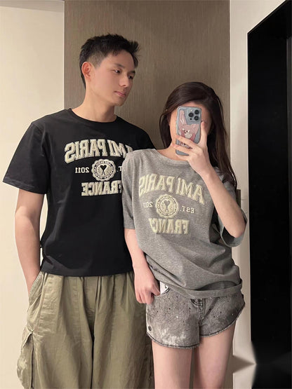 탑아미 / 아미   남녀공용 레터 프린트 티셔츠