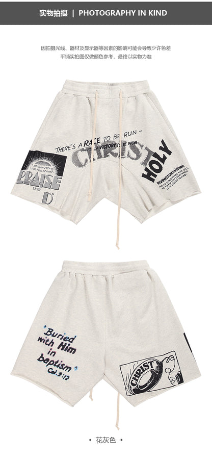 세나 /  RRR123 FOG FEAR OF GOD 하이 스트리트 루스 캐주얼 프린트 Holy Jesus Washing Shorts