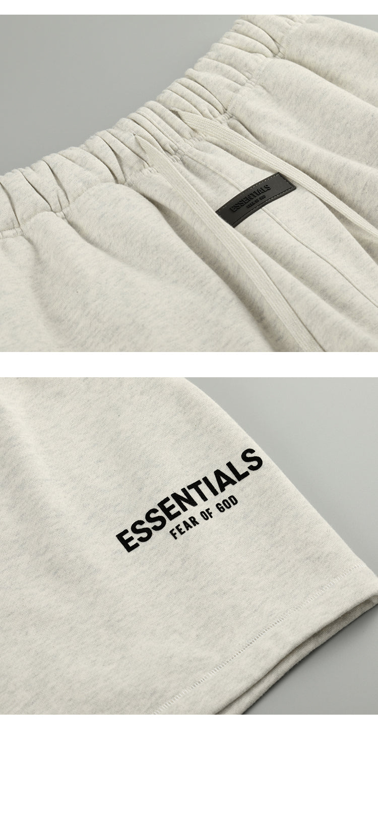 세나 /  FOG ESSENTIALS 여덟 번째 시즌 더블 라인 하이 스트리트 캐주얼 루즈 블랙 플로킹 프린트 드로스트링 쇼츠