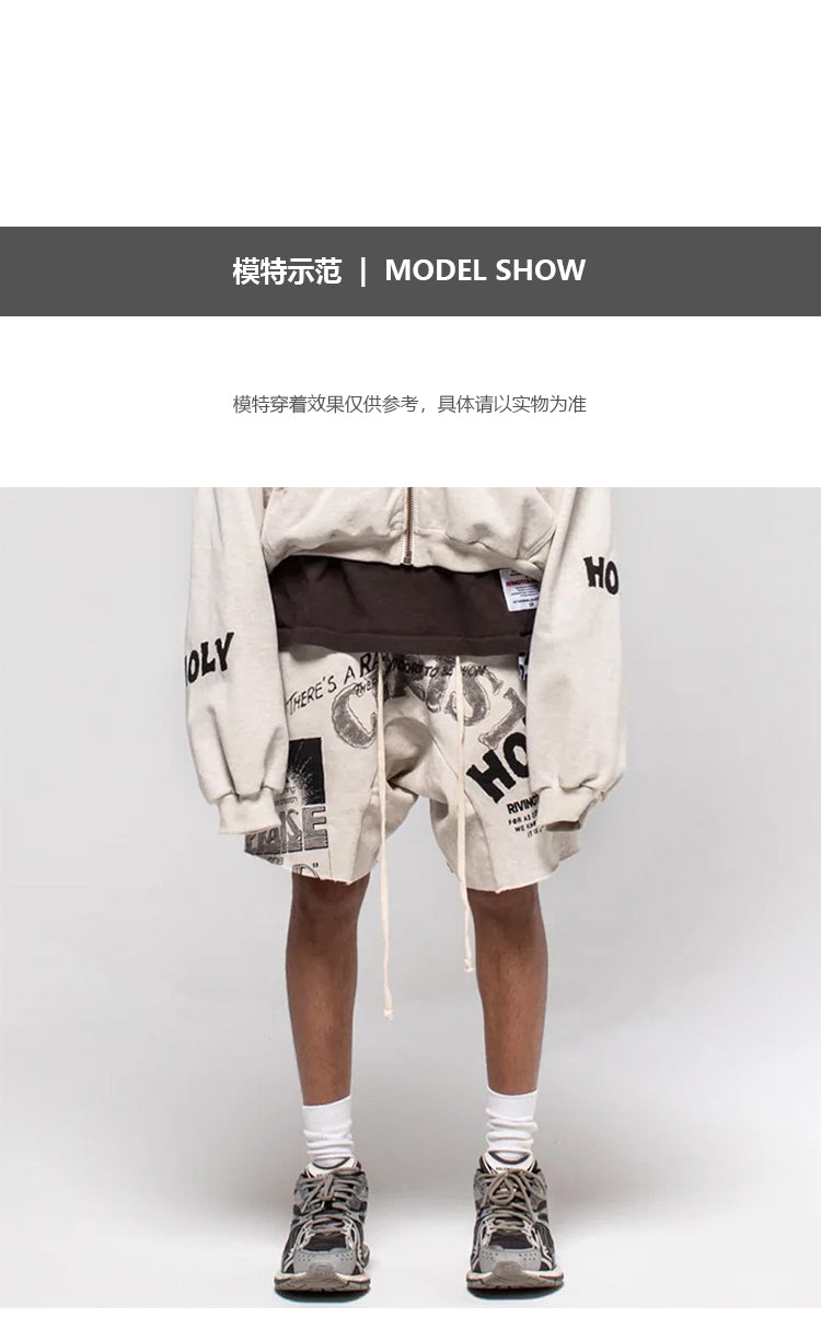 세나 /  RRR123 FOG FEAR OF GOD 하이 스트리트 루스 캐주얼 프린트 Holy Jesus Washing Shorts