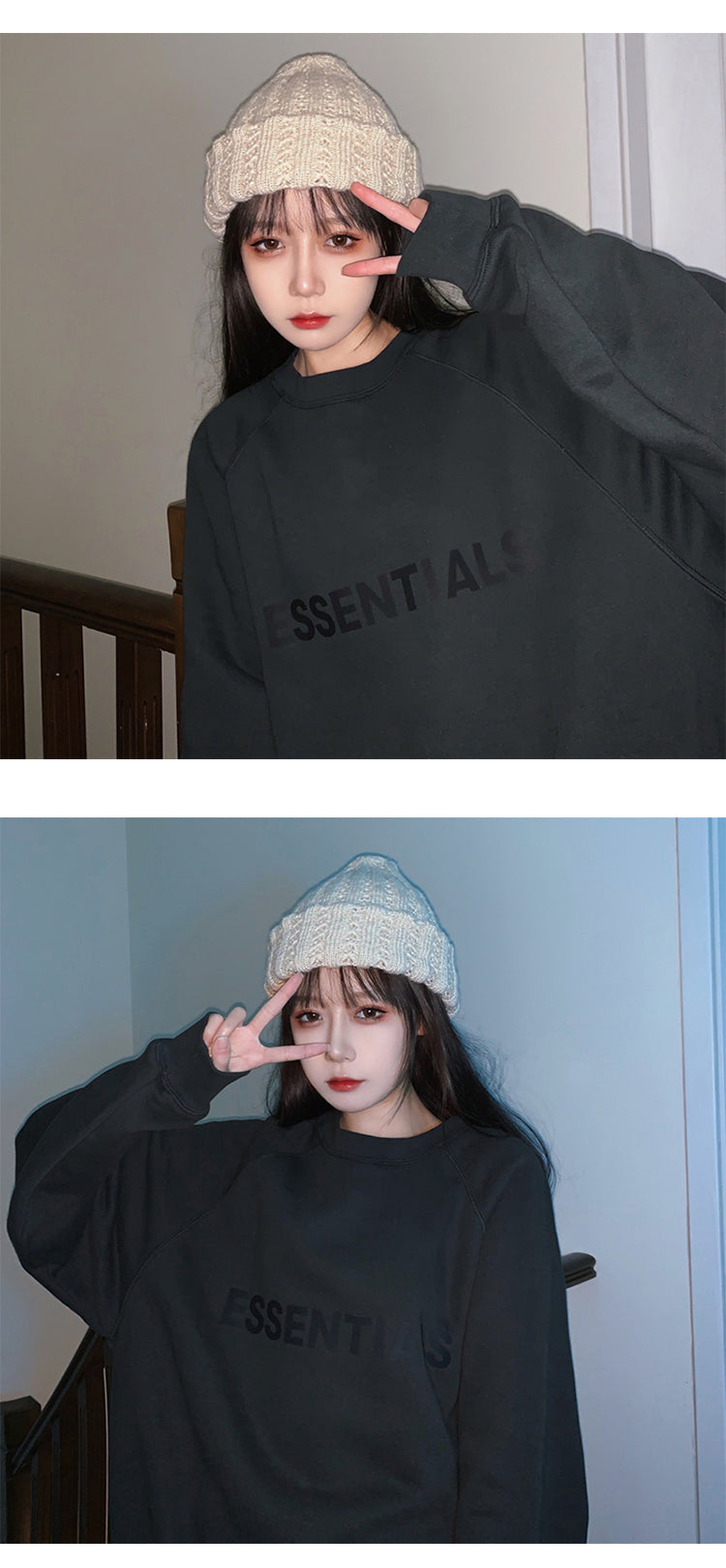 세나 / FOG ESSENTIALS FEAR OF GOD 일곱 번째 시즌 이중선 풀 문자 인쇄 스웨터