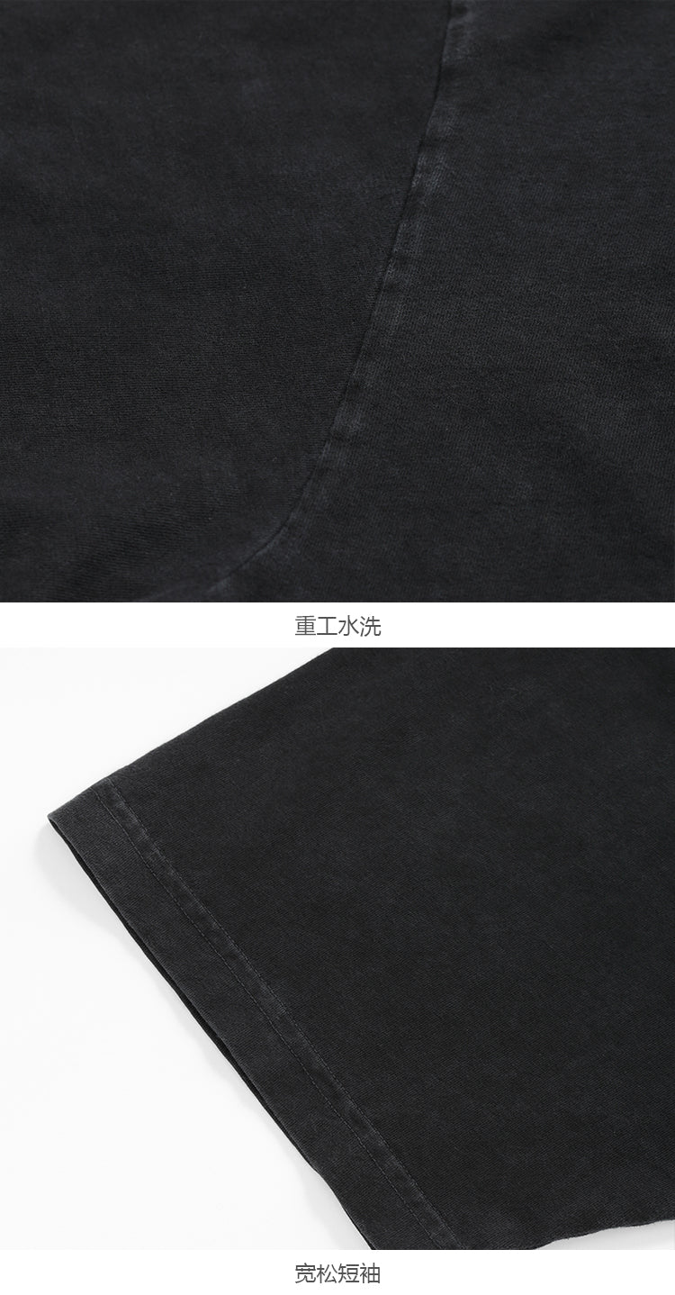 세나 / 스트리트 워시 워터 루즈 이터널 레터 프린트 반팔 티셔츠