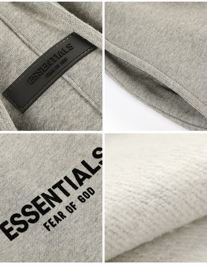 세나 /  FOG ESSENTIALS 여덟 번째 시즌 더블 라인 하이 스트리트 캐주얼 루즈 블랙 플로킹 프린트 드로스트링 쇼츠