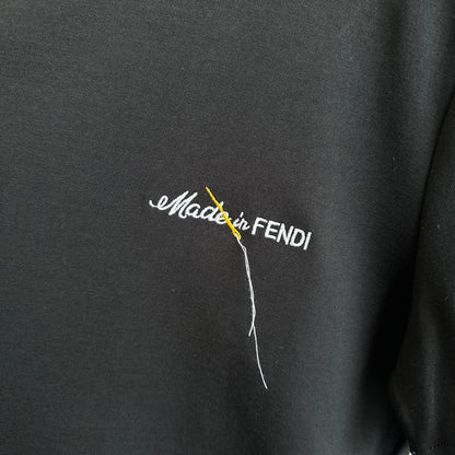 체인2호 / 펜디 반팔, Fend*/Fendi 24ss 대형 요소 자수 문자 봄 여름 코튼 라운드넥 반소매