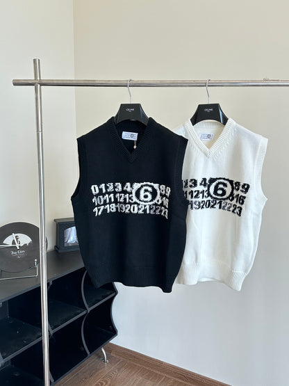 체인2호 / 메종 마르지엘라 조끼, Maison Margiela/MM6 Margiela 24ss 브이넥 인타르시아 니트 베스트