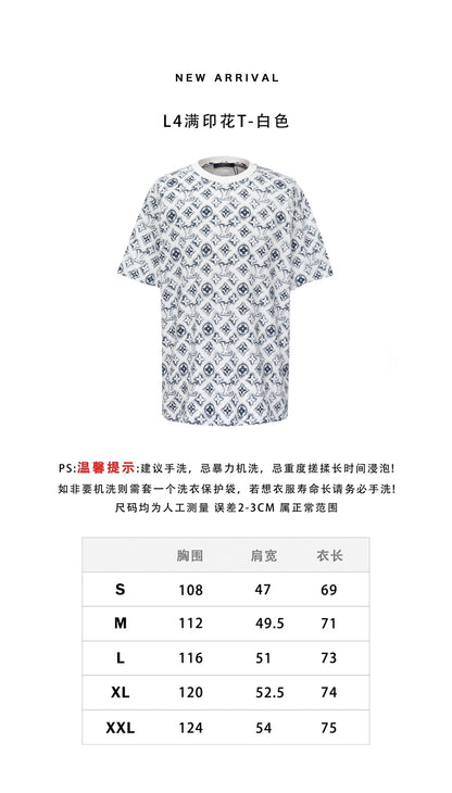 대리석 / 루이비통 반팔티 , L4 풀 프린트 티셔츠 S--XXL 판매 준비 완료