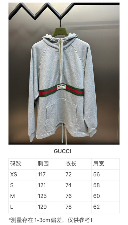 체인2호 / 구찌 후드티, Gucci Web 허리밴드 디테일 하프집프 후디